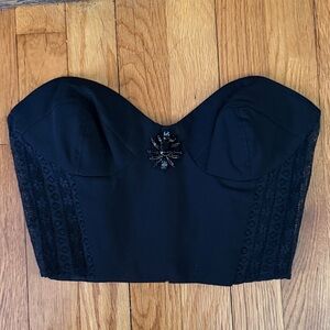 NWOT Palm Trees and Shoulders Black Strapless Bustier Top